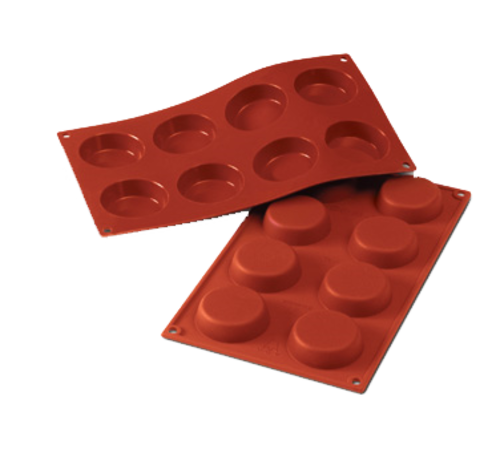Silikomart Flan Mold w/ 8 Sections - Silicone, Red (SF045)-cityfoodequipment.com