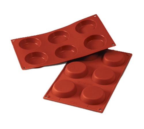 Silikomart Flan Mold w/ 6 Sections - Silicone, Red (SF046)-cityfoodequipment.com