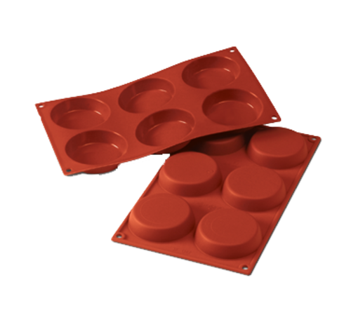 Silikomart Flan Mold w/ 6 Sections - Silicone, Red (SF047)-cityfoodequipment.com