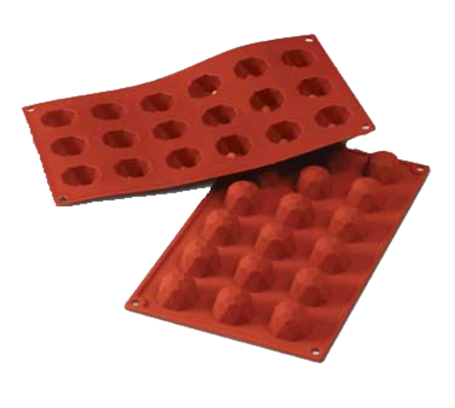 Silikomart Small Diamond Mold w/ 18 Sections - Silicone, Red (SF048)-cityfoodequipment.com