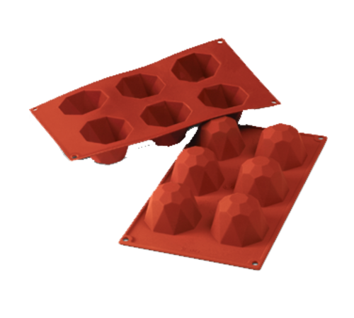 Silikomart Large Diamond Mold w/ 6 Sections - Silicone, Red (SF049)-cityfoodequipment.com