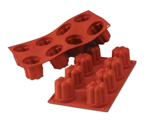 Silikomart Bavarese Mold w/ 8 Sections - Silicone, Red (SF051)-cityfoodequipment.com