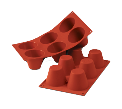 Silikomart Muffin Mold w/ 6 Sections - Silicone, Red (SF052)-cityfoodequipment.com