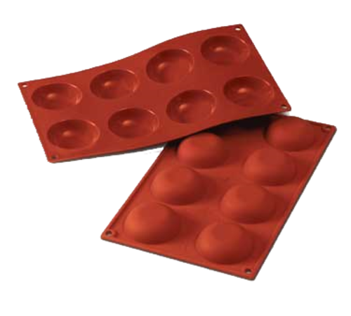 Silikomart Krapfen Mold w/ 8 Sections - Silicone, Red (SF053)-cityfoodequipment.com