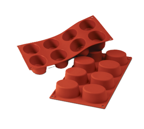 Silikomart Oval Mold w/ 8 Sections - Silicone, Red (SF055)-cityfoodequipment.com
