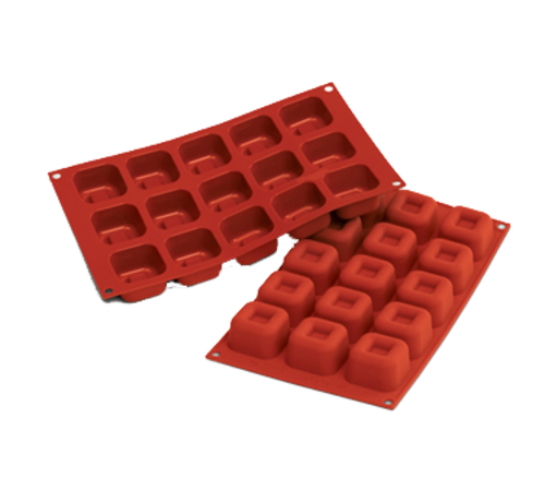 Silikomart Square Savarin Mold w/ 15 Sections - Silicone, Red (SF081)-cityfoodequipment.com