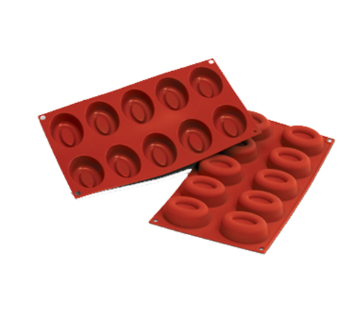 Silikomart Oval Savarin Mold w/ 24 Sections - Silicone, Red (SF084)-cityfoodequipment.com