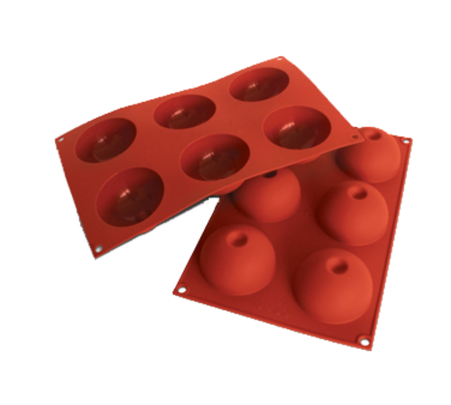 Silikomart Dome Mold w/ 6 Sections - Silicone, Red (SF086)-cityfoodequipment.com