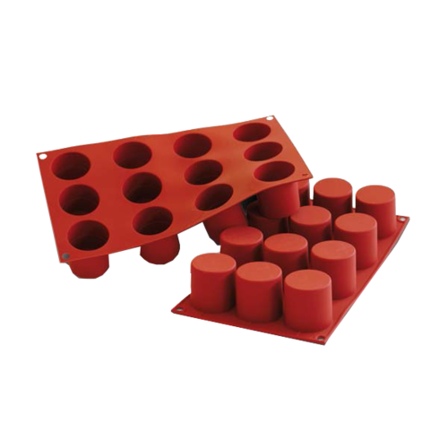 Silikomart Cylinder Mold w/ 12 Sections - Silicone, Red (SF098)-cityfoodequipment.com