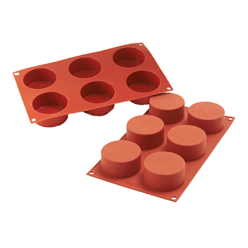 Silikomart Cylinder Mold w/ 6 Sections - Silicone, Red (SF127)-cityfoodequipment.com