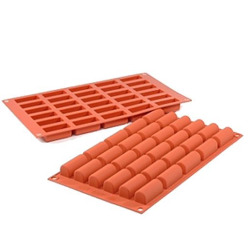 Silikomart Mini Buches Mold w/ 30 Sections - Silicone, Red (SF129)-cityfoodequipment.com