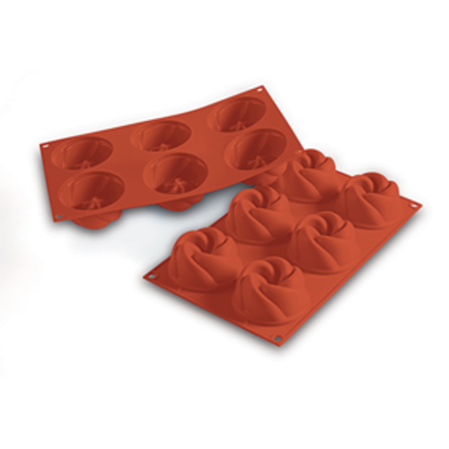 Silikomart Mini Vertigo Mold w/ 6 Sections - Silicone, Red (SF158)-cityfoodequipment.com
