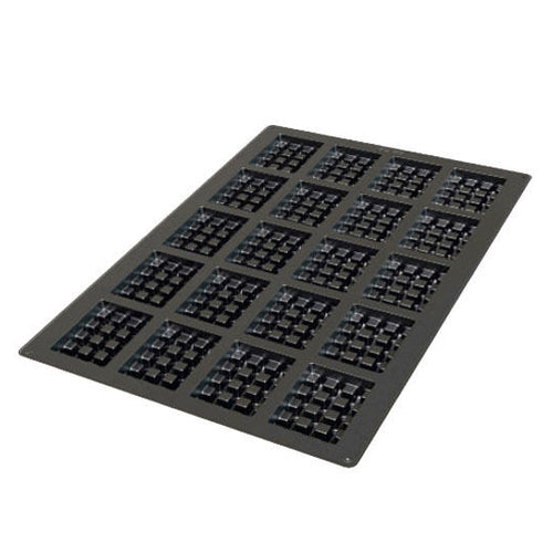 Silikomart Square Waffle Mold w/ 20 Sections - Silicone, Black (SQ052)-cityfoodequipment.com