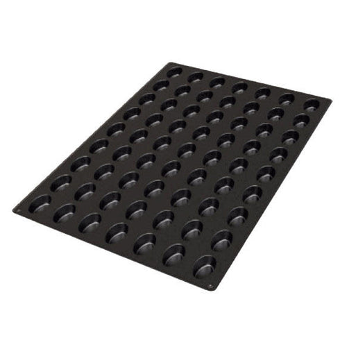 Silikomart Small Oval Mold w/ 63 Sections - Silicone, Black (SQ056)-cityfoodequipment.com