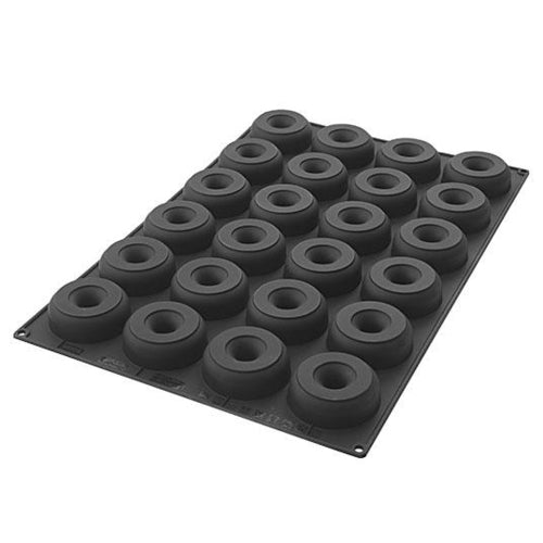 Silikomart Donut Mold w/ 24 Sections - Silicone, Black (SQ059)-cityfoodequipment.com