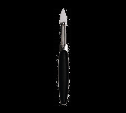 Matfer Bourgeat 120901 Exoglass™ 8 7/16" Peeler for Right or Left Hand - Stainless Steel w/ Black Polypropylene Handle-cityfoodequipment.com