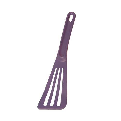 Matfer Bourgeat 112424 Exoglass™ 12" Pelton Slotted Spatula, Heat Resistant to 430 F - Composite, Purple-cityfoodequipment.com