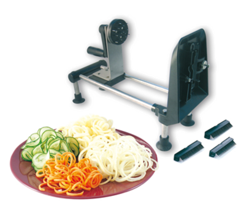 Bron Coucke Stainless Steel Spiral Food Slicer, 1/32", 5/64", 5/32" Blades, Vegetables, Manual (215131)-cityfoodequipment.com