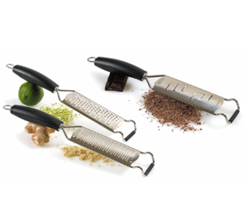 Matfer Bourgeat 216011 13" Zester Grater for Lemon or Ginger w/ Black Ergonomic Elastomer Handle, Stainless Steel-cityfoodequipment.com