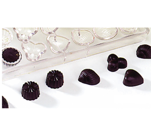 Matfer Bourgeat 380105 Various Shape Chocolate Mold w/ 24 Sections - Polycarbonate, Transparent-cityfoodequipment.com