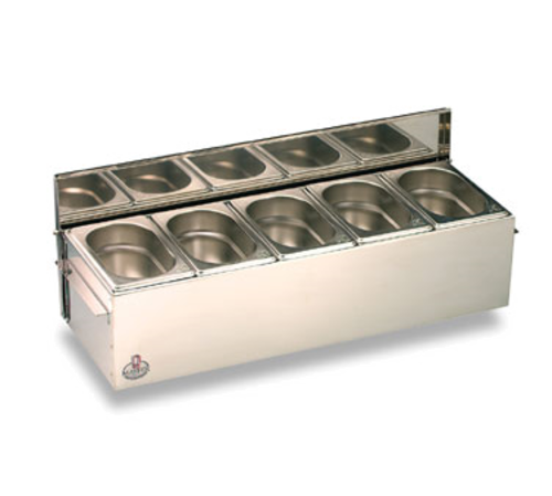 Matfer Bourgeat 511510 (5) Compartment Bar Garnish Tray - Flat Hinged Lid-cityfoodequipment.com