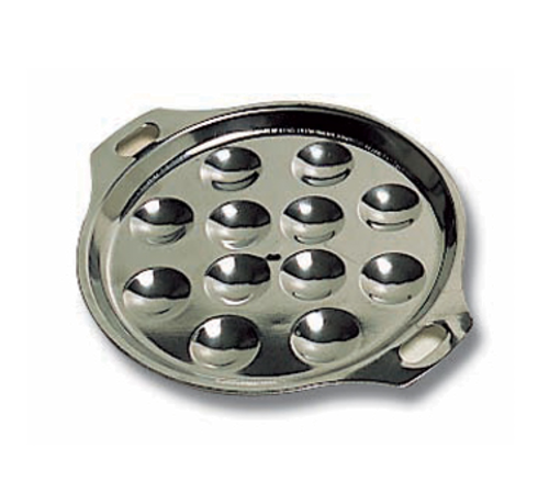 Matfer Bourgeat 613281 6 1/4" Round Escargot Plate - 12 Holes, Stainless Steel-cityfoodequipment.com