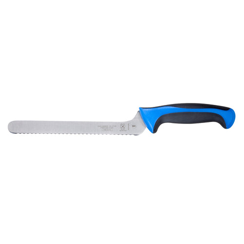 Mercer Culinary M22418BL 8" Bread Knife w/ Blue Santoprene™/Polypropylene Handle, High Carbon Japanese Steel-cityfoodequipment.com