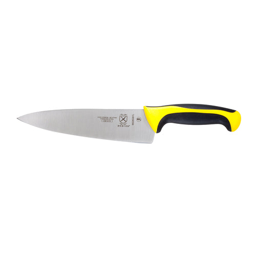 Mercer Culinary M22608YL 8" Chef's Knife w/ Yellow Santoprene™/Polypropylene Handle, High Carbon Japanese Steel-cityfoodequipment.com