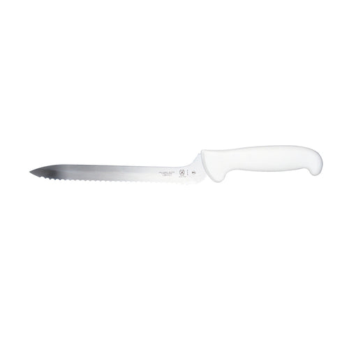 Mercer Culinary M18130 8" Bread Knife w/ White Polypropylene Handle, High Carbon Japanese Steel-cityfoodequipment.com