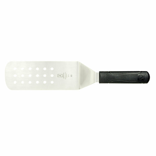 Mercer Culinary M18710 8" x 3" Perforated Turner w/ Black Polypropylene Handle, High Carbon Japanese Steel-cityfoodequipment.com
