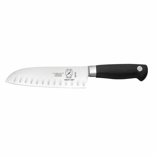 Mercer Culinary M20707 7" Santoku Knife w/ High Carbon Steel Blade & Black Santoprene™ Handle-cityfoodequipment.com