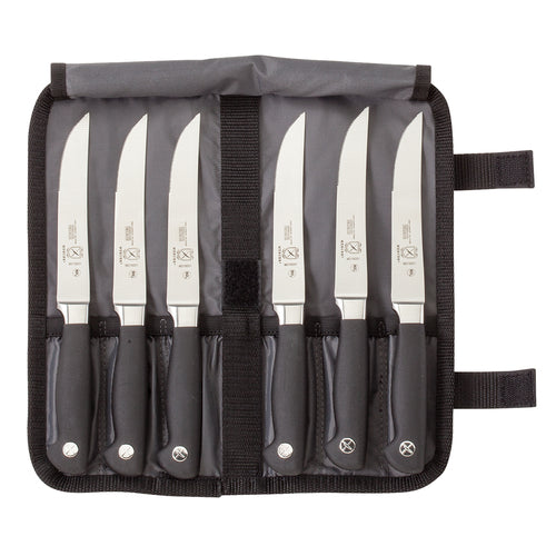 Mercer Culinary M21920 7 Piece Steak Knife Set w/ Heavy-Duty Storage Roll-cityfoodequipment.com