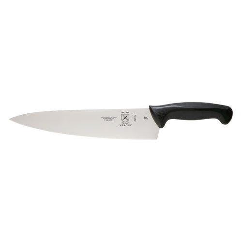 Mercer Culinary M22610 10" Chef's Knife w/ Black Santoprene™/Polypropylene Handle, High Carbon Japanese Steel-cityfoodequipment.com