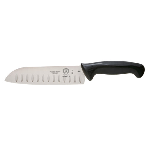 Mercer Culinary M22707 7" Santoku Knife w/ High Carbon Japanese Steel Blade & Black Santoprene™/Polypropylene Handle-cityfoodequipment.com