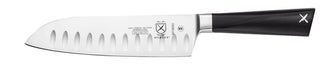 Mercer Culinary M19050 7" Granton Santoku Knife w/ Black Ergonomic POM Handle, High-Carbon German Steel-cityfoodequipment.com