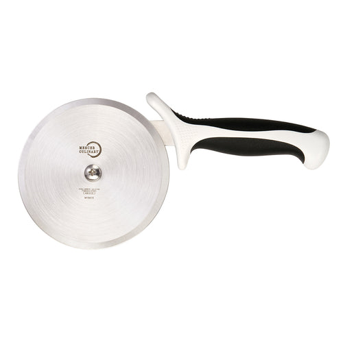 Mercer Culinary M18615WH 5" Pizza Cutter w/ White Santoprene™/Polypropylene Handle, High Carbon Japanese Steel-cityfoodequipment.com