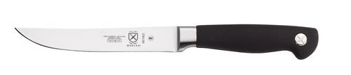Mercer Culinary M21922 5" Straight Steak Knife w/ Black Non-Slip Santoprene™ Handle, High-Carbon German Steel-cityfoodequipment.com