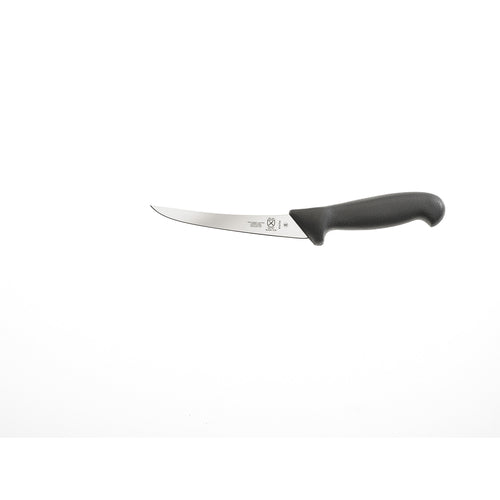 Mercer Culinary M13704 5 9/10" Semi-Flexible Curved Boning Knife w/ Black Textured Nylon Handle, High-Carbon German Steel-cityfoodequipment.com