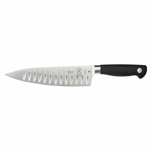 Mercer Culinary M21077 8" Granton Chef's Knife w/ Black Non-Slip Santoprene™ Handle, High-Carbon German Steel-cityfoodequipment.com