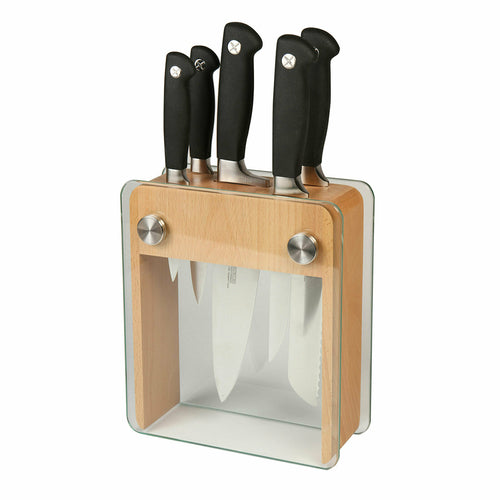 Mercer Culinary M20050 6 Piece Knife Set w/ Beechwood/Glass Block-cityfoodequipment.com