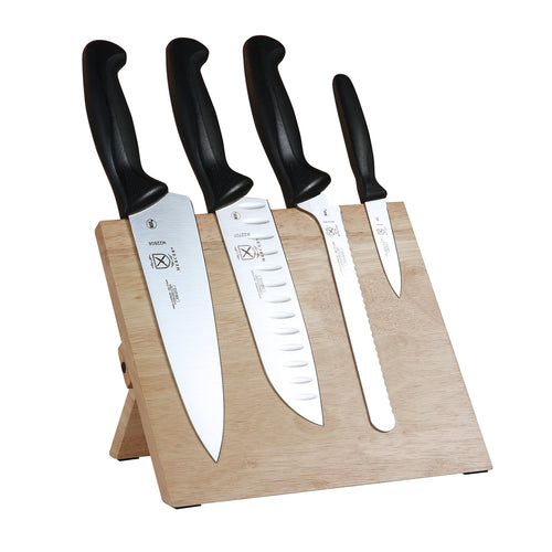 Mercer Culinary M21980 5 Piece Knife Set w/ Rubberwood Magnetic Board-cityfoodequipment.com