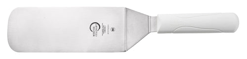 Mercer Culinary M18700WH 8" x 3" Turner w/ White Polypropylene Handle, High Carbon Japanese Steel-cityfoodequipment.com