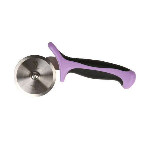 Mercer Culinary M18602PU 2 3/4" Pizza Cutter w/ Purple Santoprene™/Polypropylene Handle, High Carbon Japanese Steel-cityfoodequipment.com