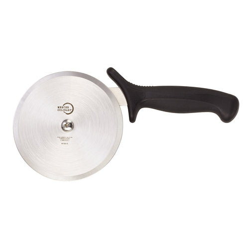 Mercer Culinary M18615BK 5" Pizza Cutter w/ Black Santoprene™/Polypropylene Handle, High Carbon Japanese Steel-cityfoodequipment.com