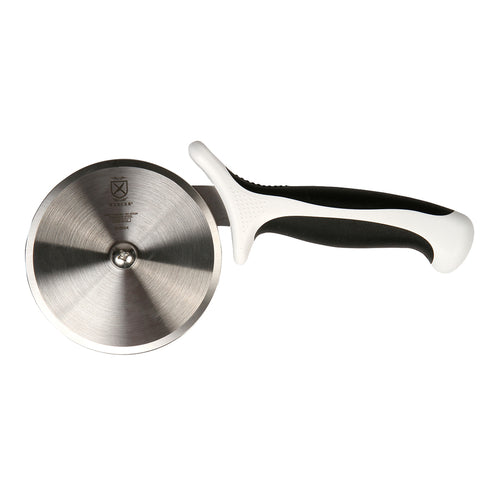Mercer Culinary M18604WH 4" Pizza Cutter w/ White Santoprene™/Polypropylene Handle, High Carbon Japanese Steel-cityfoodequipment.com