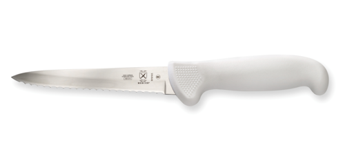 Mercer Culinary M18165 5" Utility Knife w/ White Polypropylene Handle, High Carbon Japanese Steel-cityfoodequipment.com