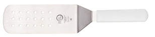 Mercer Culinary M18710WH 8" x 3" Perforated Turner w/ White Polypropylene Handle, High Carbon Japanese Steel-cityfoodequipment.com