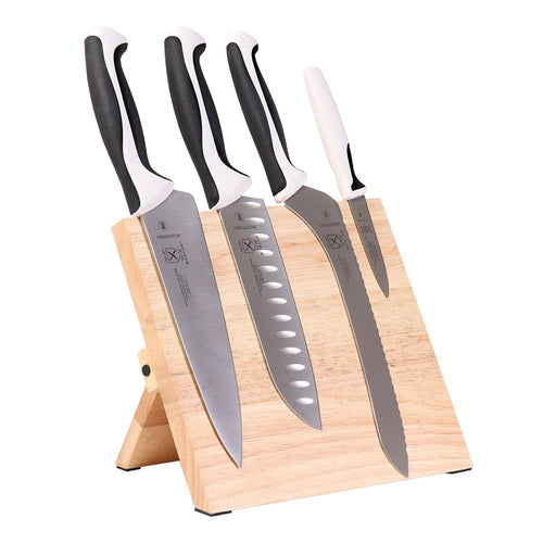 Mercer Culinary M21980WBH 5 Piece Knife Set w/ Rubberwood Magnetic Board-cityfoodequipment.com