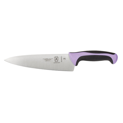 Mercer Culinary M22608PU 8" Chef's Knife w/ Purple Santoprene™/Polypropylene Handle, High Carbon Japanese Steel-cityfoodequipment.com