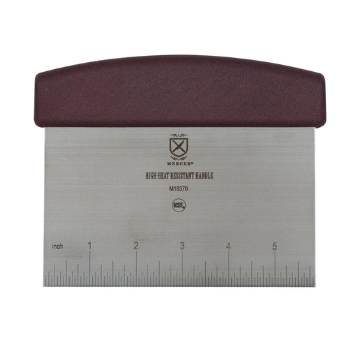 Mercer Culinary M18370 Dough Cutter/Scraper w/ Red Nylon Handle - 6" x 5", Stainless Steel-cityfoodequipment.com